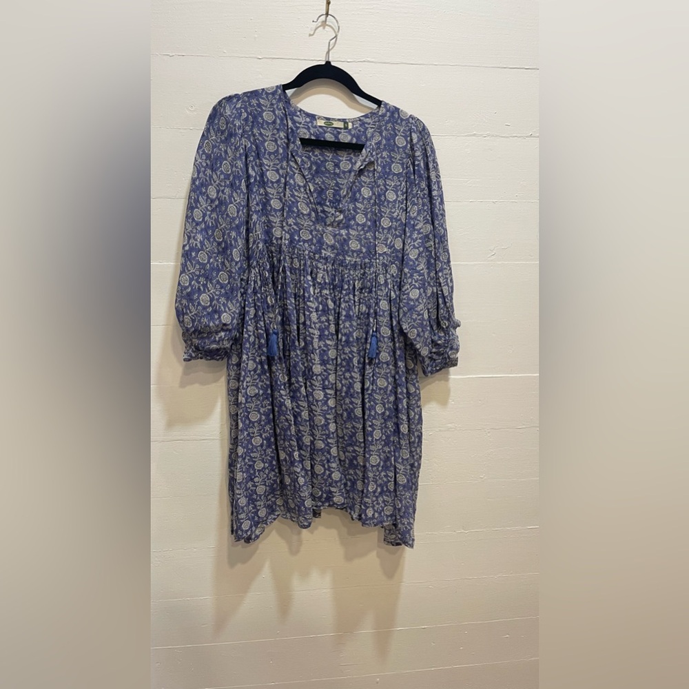 Boutique Linen Blue Mini Dress